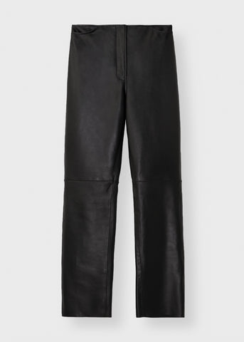 Straight leather trousers black – Totême