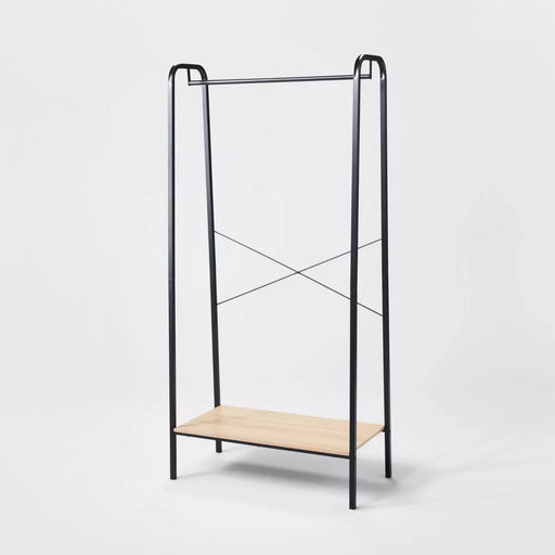 Metal Utility Shelf with Hooks Black - Brightroom™