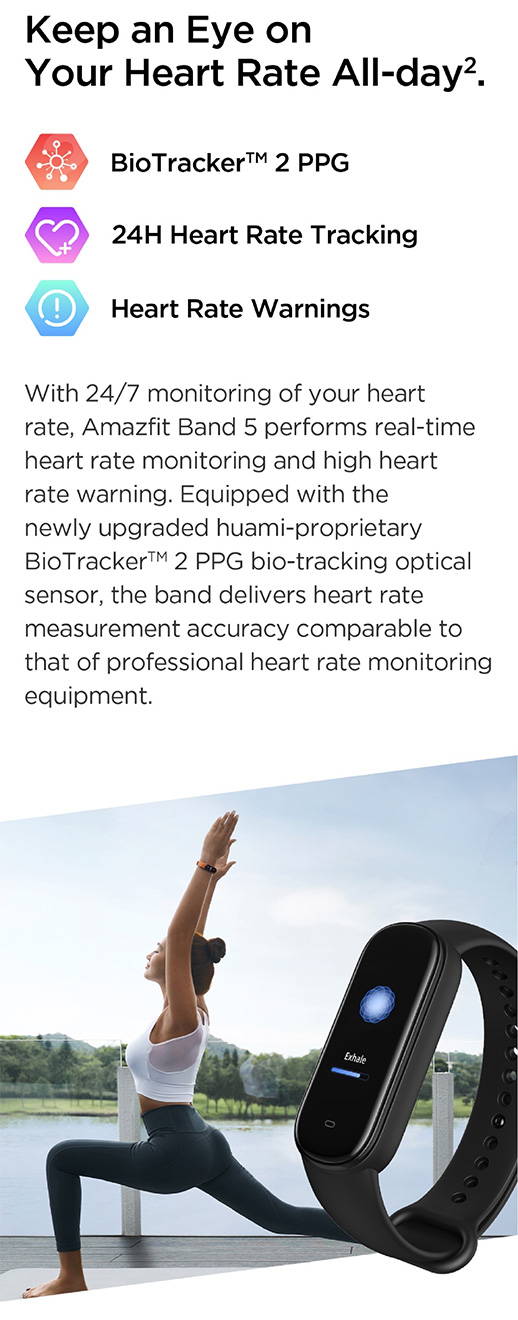 Amazfit Band 5 Measures Heart Rate