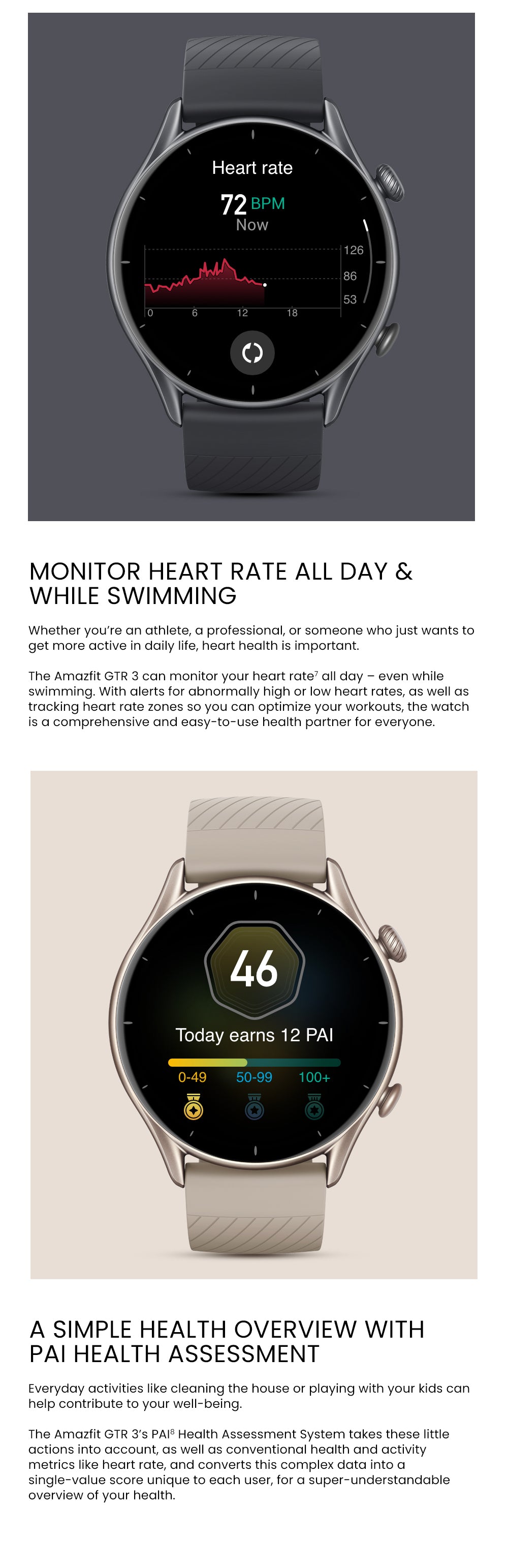 Amazfit GTR 3 Health Features