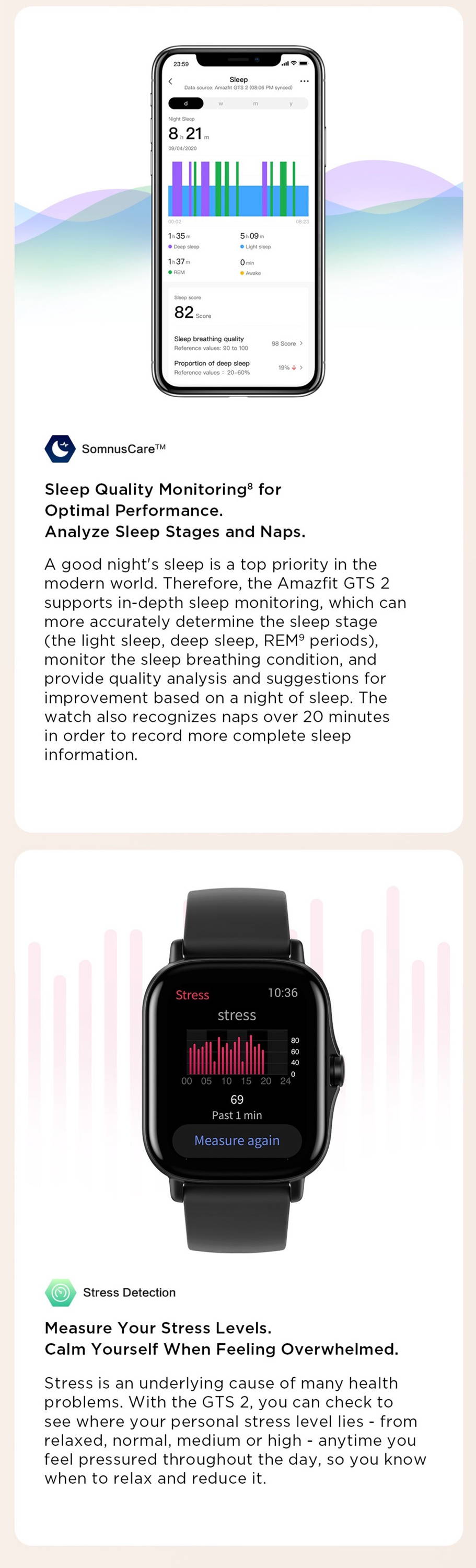 Amazfit GTS 2 Sleep & Stress Monitor