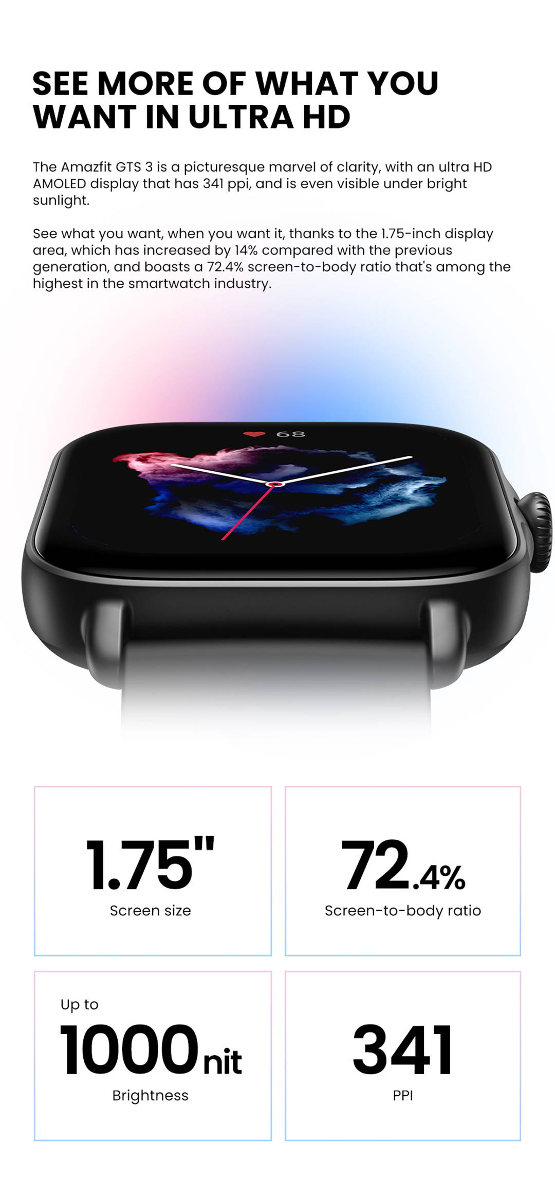 Amazfit GTS 3 Screen Display