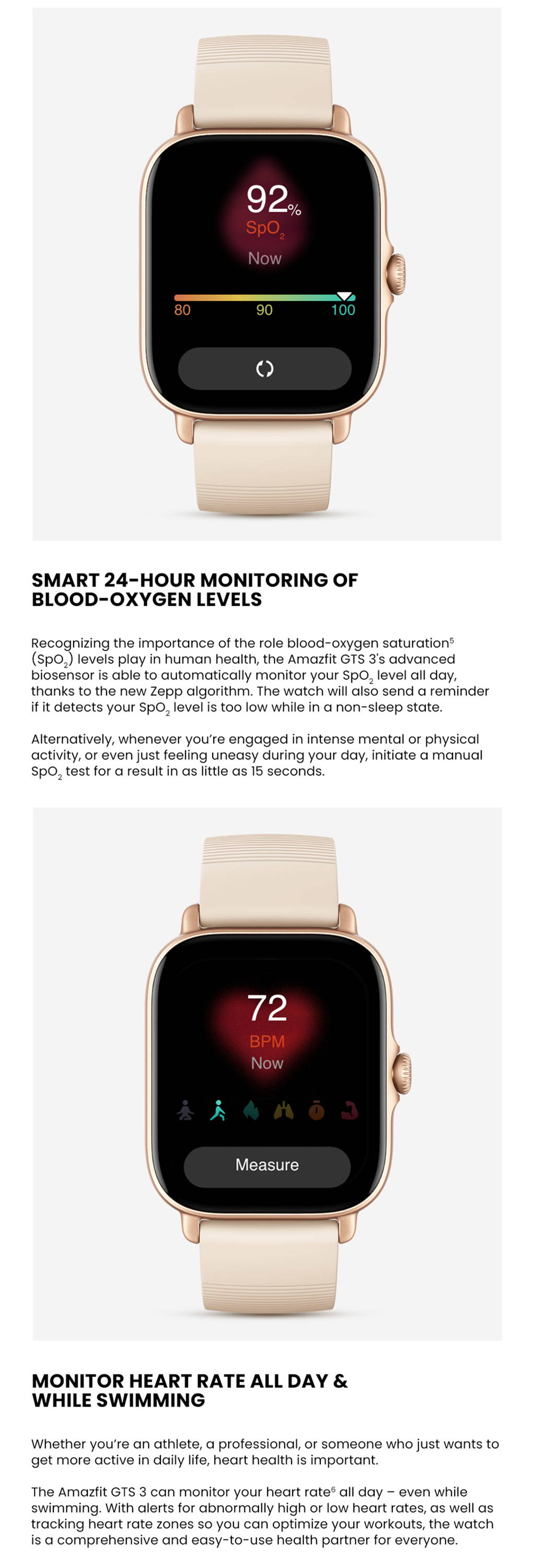 Amazfit GTS 3 Blood Oxygen & Heart Rate Monitor