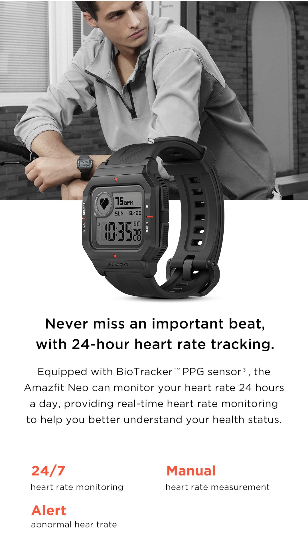 Amazfit Neo Heart Rate Tracking