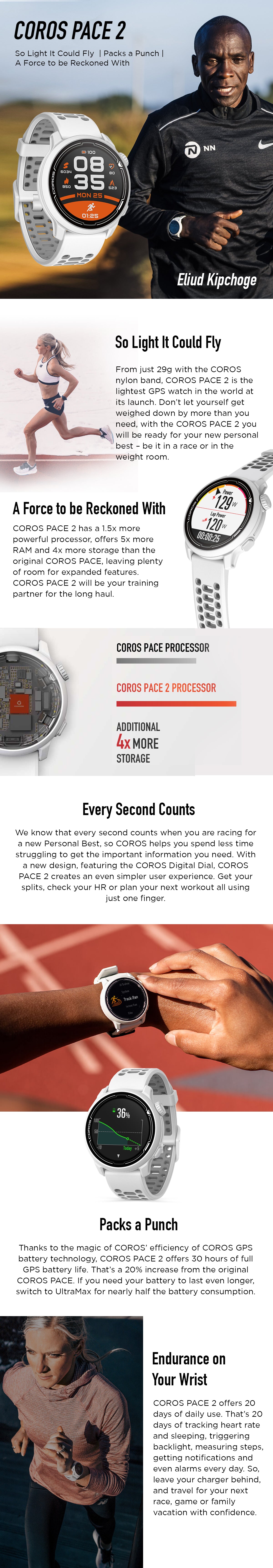 Coros Pace 2 Smartwatch Product Descriptions