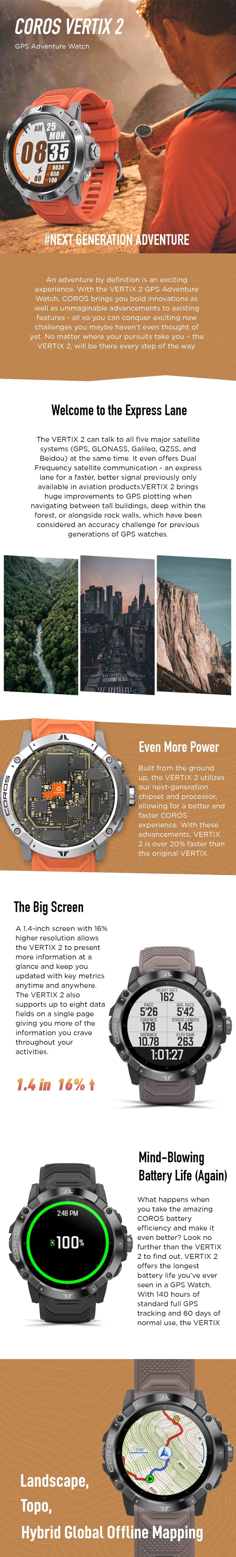 Coros Vertix 2 GPS Smartwatch Descriptions