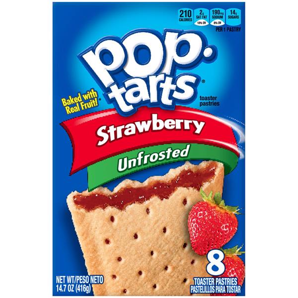 Pop Tarts Unfrosted Strawberry Toaster Pastries 8ct