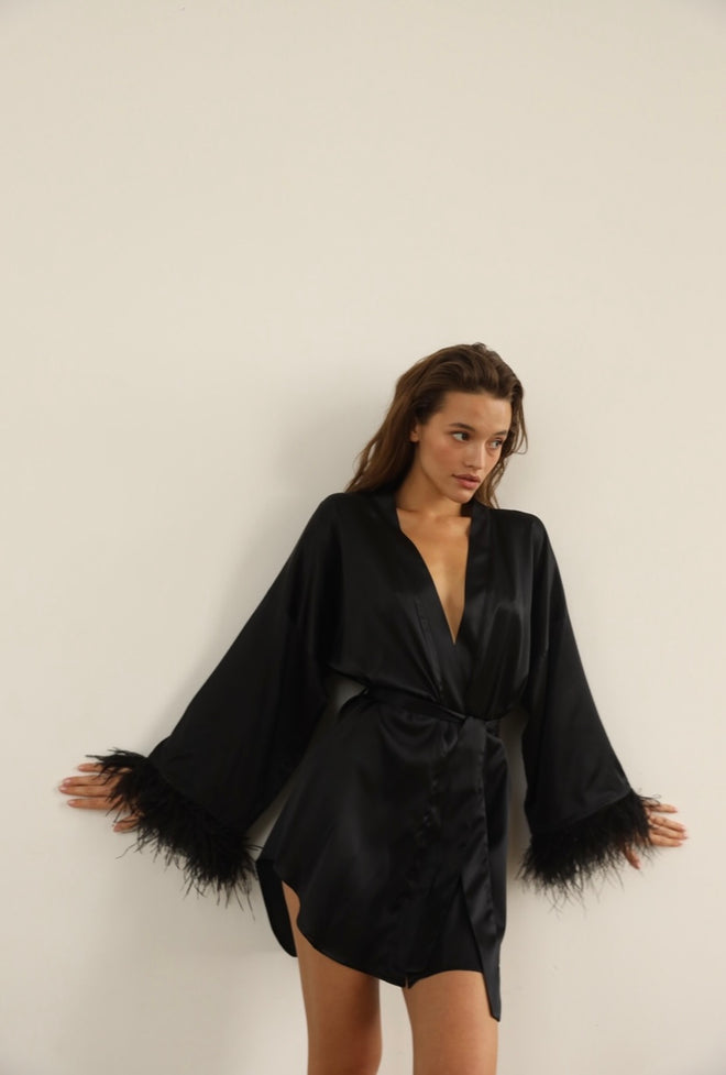 Feather Modal Jersey Robe - Ecru