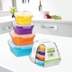 Flat Stacks Food Storage Container Set (2 Rectangle Large