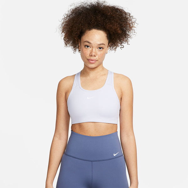 Nike Women’s Dri-FIT Swoosh Medium-Support 1-Piece Pad Sports Bra Madder  Root / White