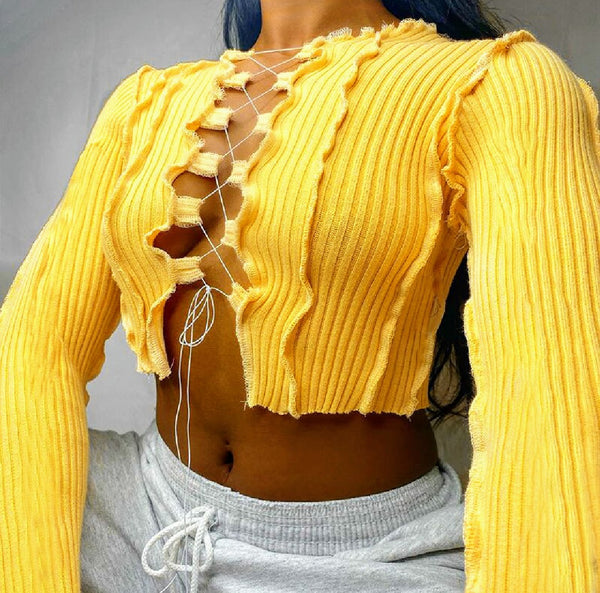 Hollow Out Yellow Top
