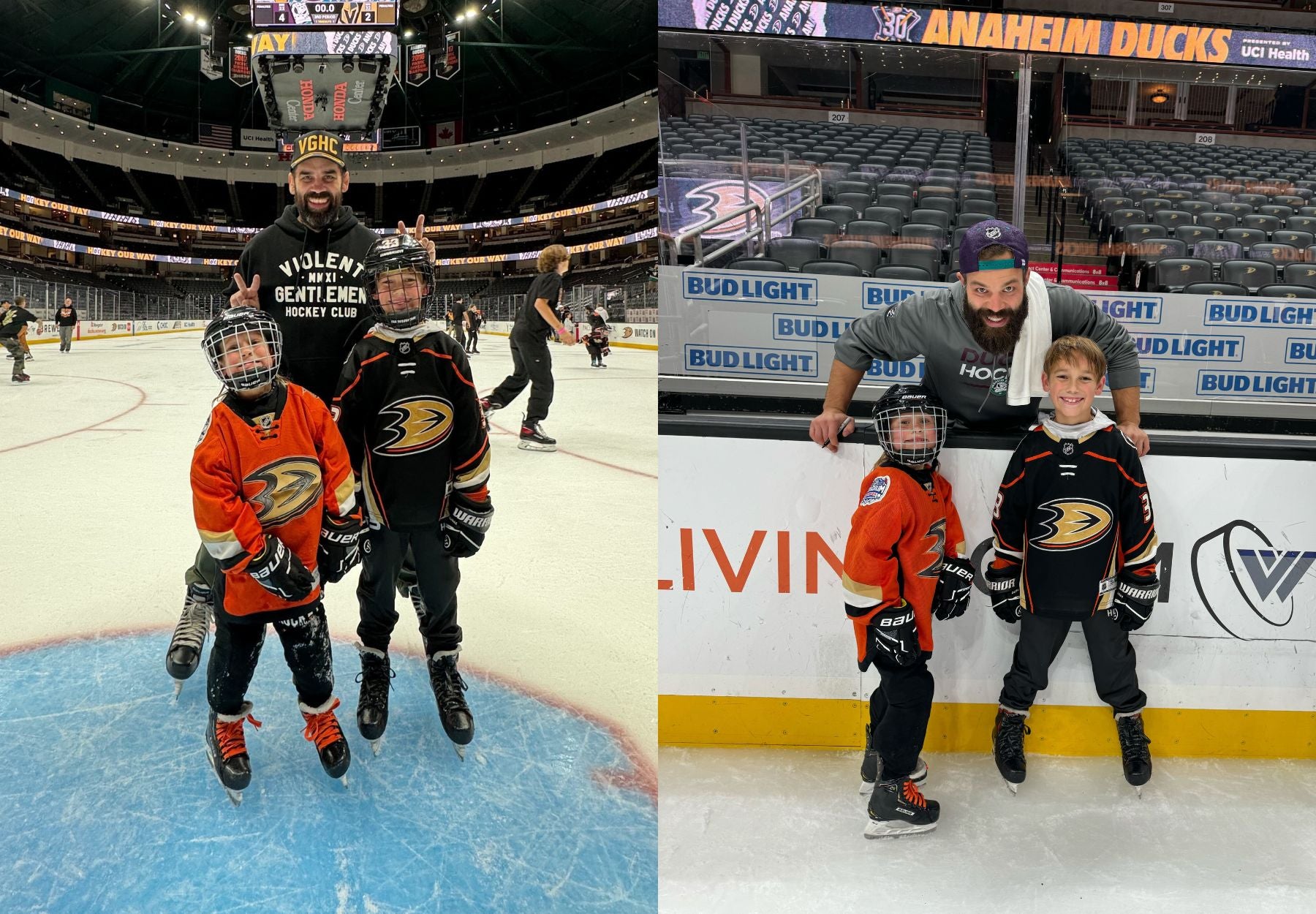 Violent Gentlemen Hockey Clothing Company visits Honda Center, the home of the Anaheim Ducks for a hockey game against the Vegas Golden Knights. Here are some of our favorite memories skating on the ice after the game.