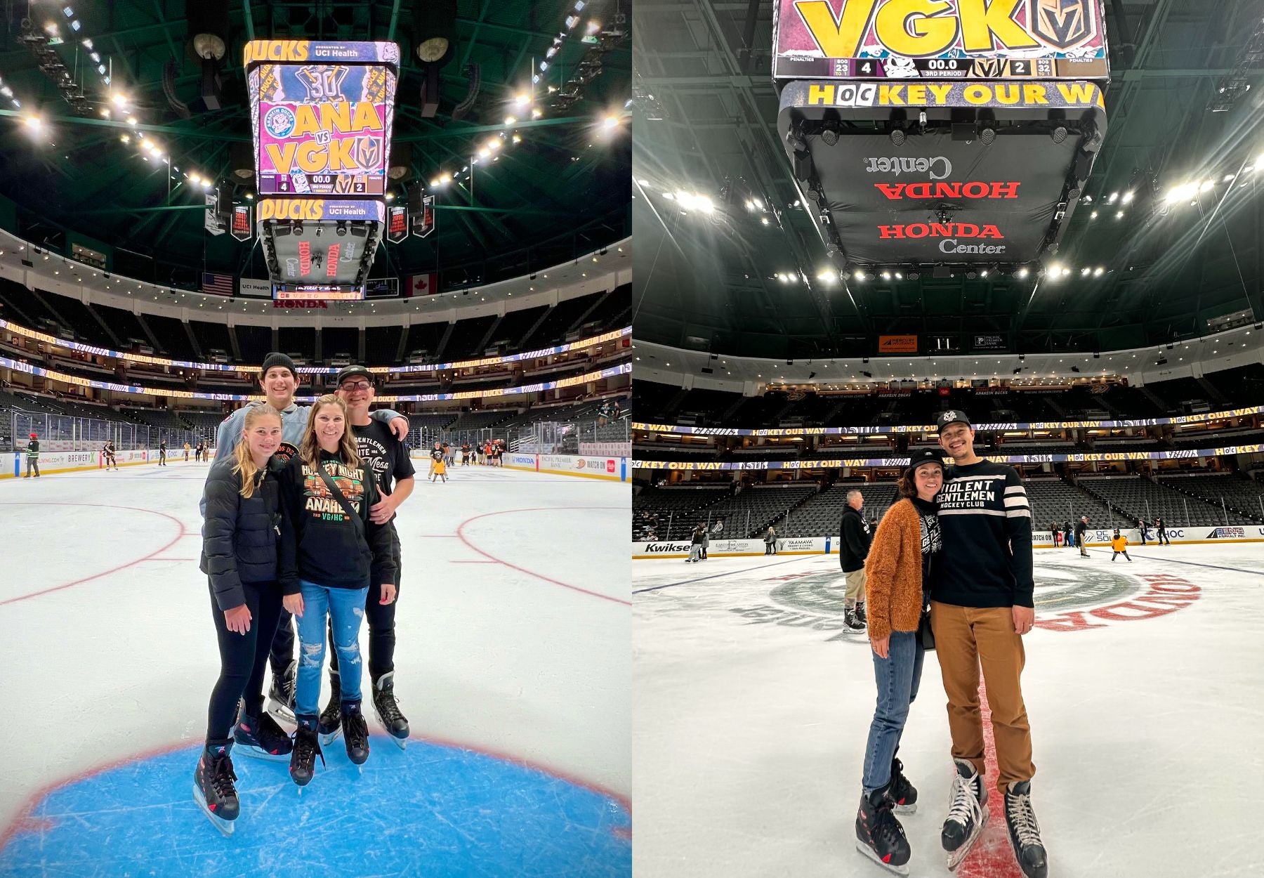 Violent Gentlemen Hockey Clothing Company visits Honda Center, the home of the Anaheim Ducks for a hockey game against the Vegas Golden Knights. Here are some of our favorite memories skating on the ice after the game.