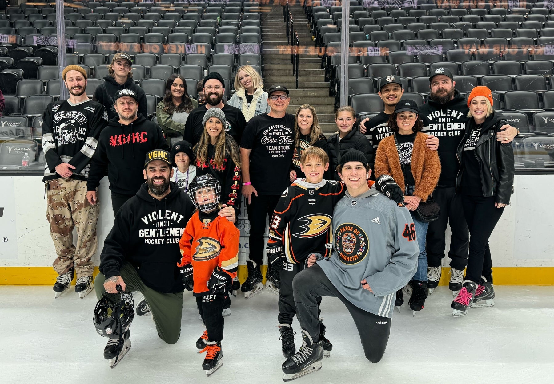 Violent Gentlemen Hockey Clothing Company visits Honda Center, the home of the Anaheim Ducks for a hockey game against the Vegas Golden Knights. Here are some of our favorite memories skating on the ice after the game.