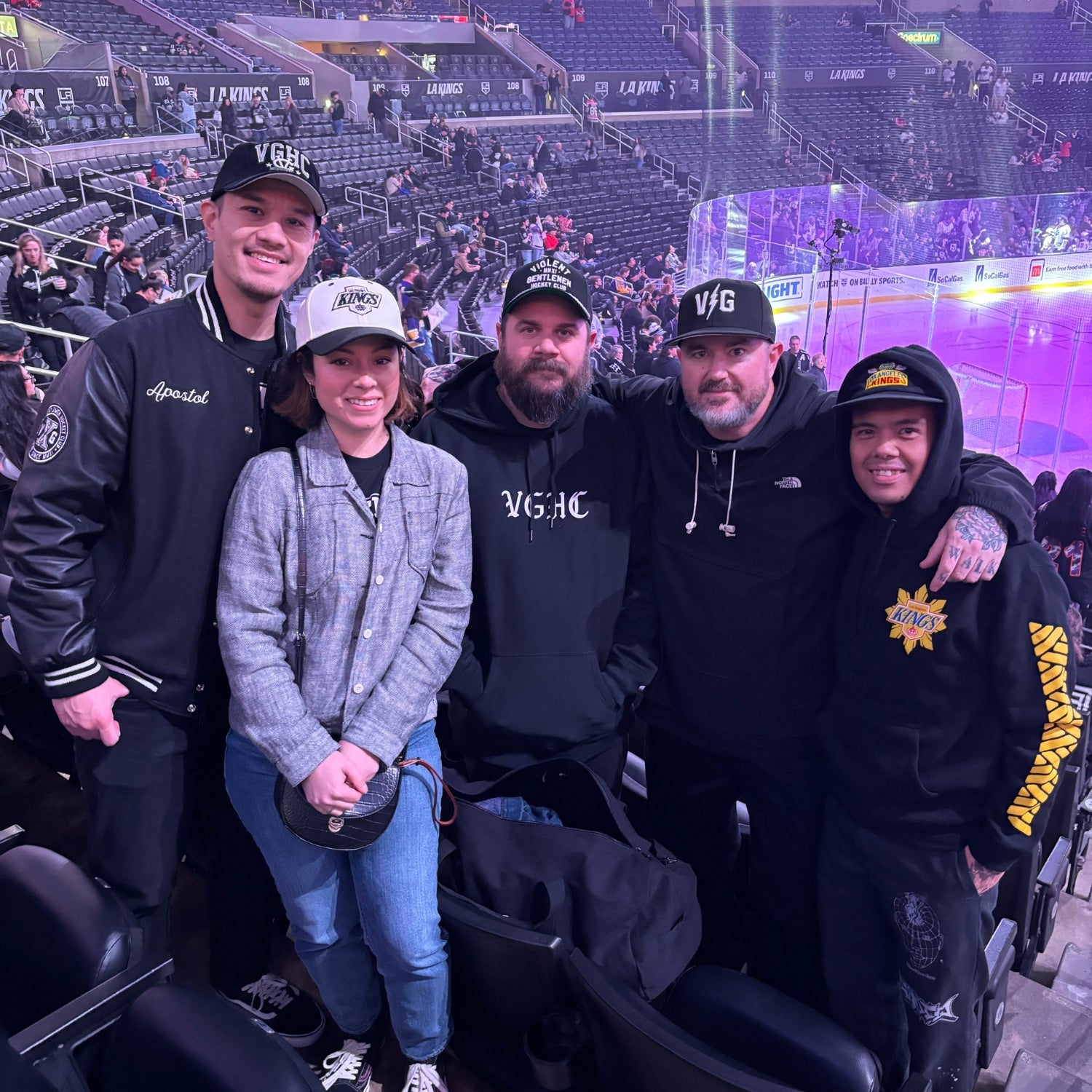 Violent Gentlemen Hockey Clothing Company gets a group of fans together to go to a NHL Los Angles Kings LAK game and then skate on the ice after