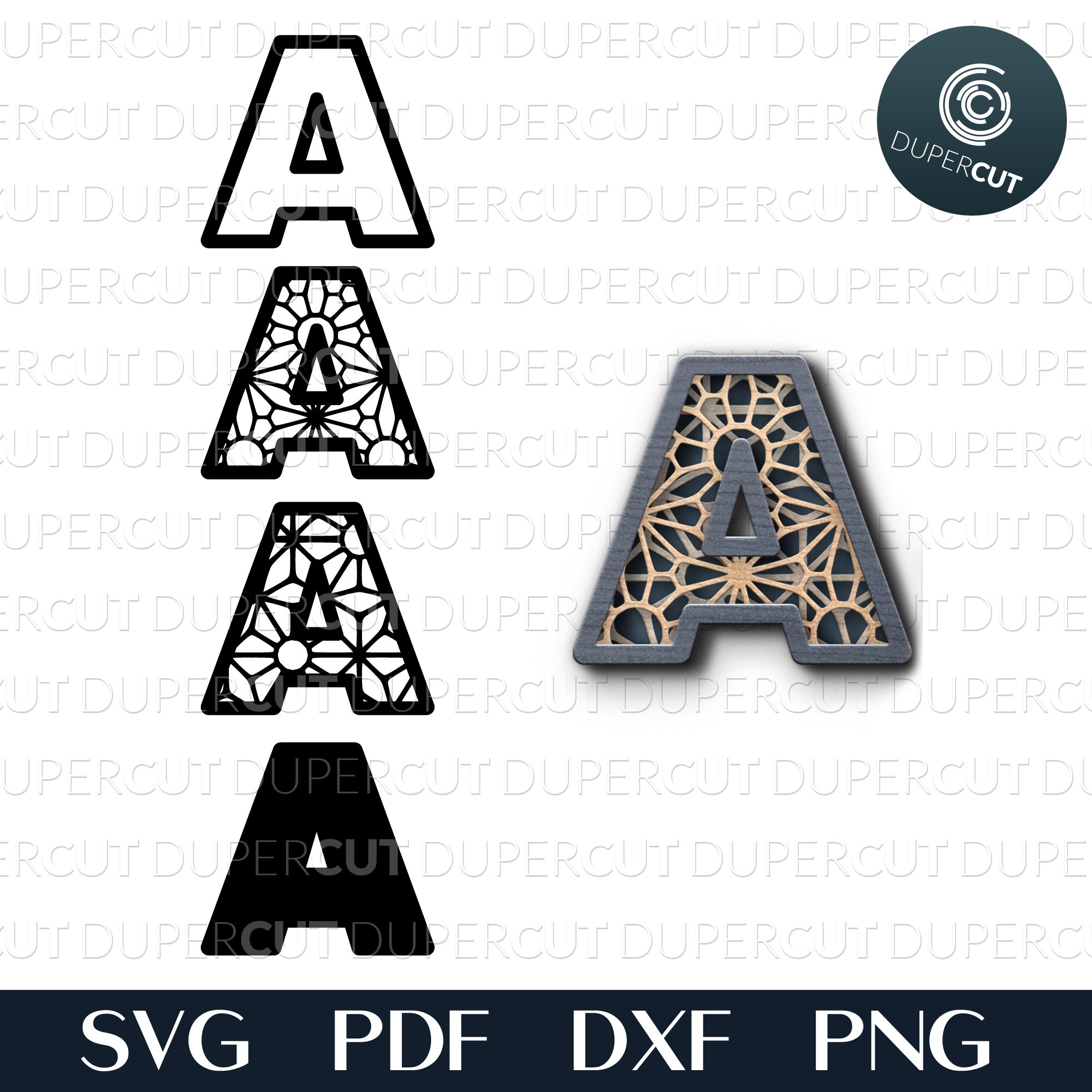Download 26 Alphabet Letters Layered Svg Pdf Dxf Dupercut