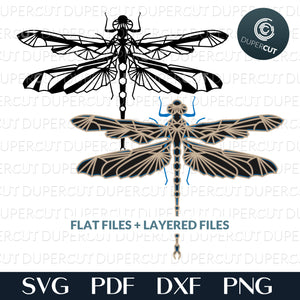 Download Dragonfly Layered Flat Svg Pdf Dxf Dupercut