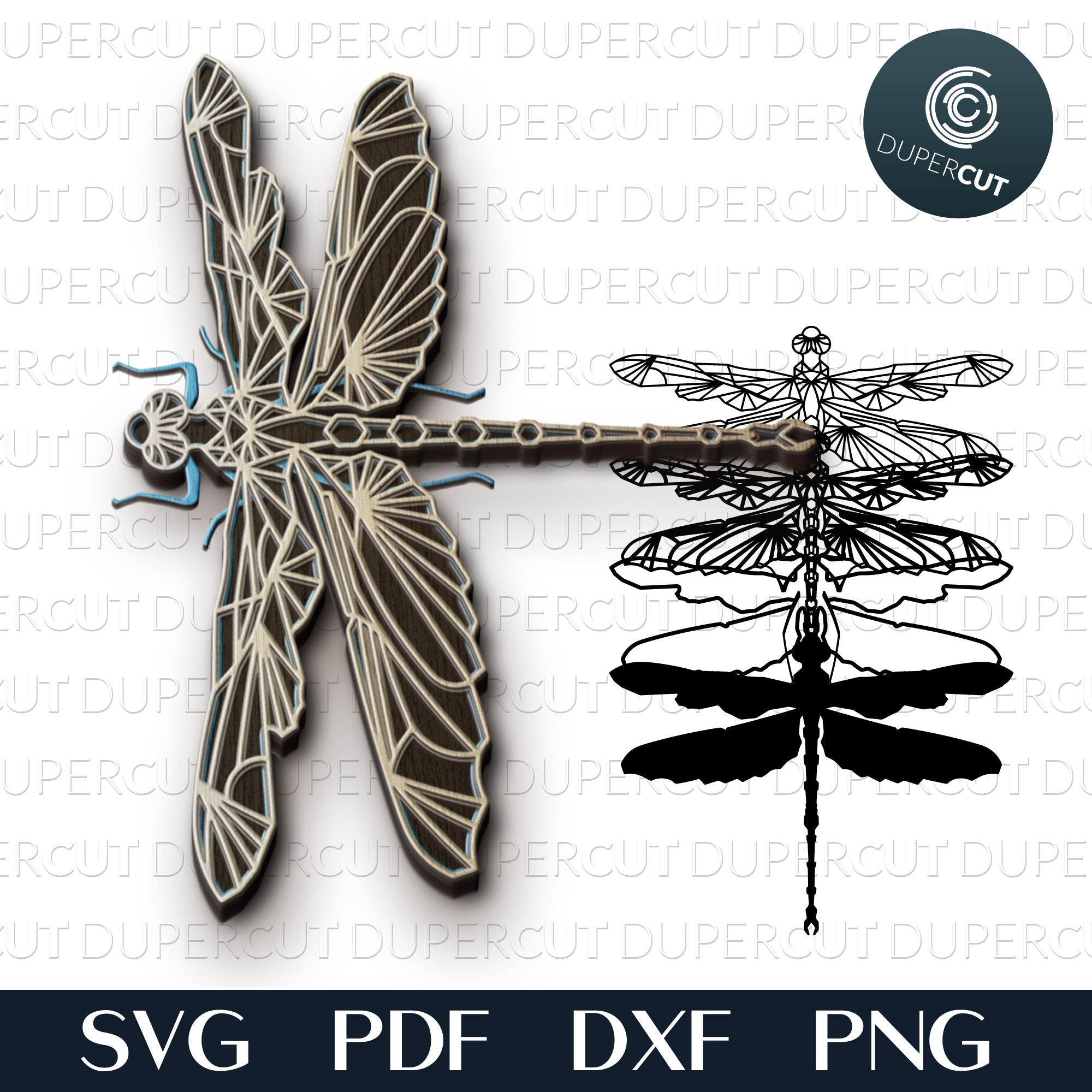 Download Dragonfly Layered Flat Svg Pdf Dxf Dupercut