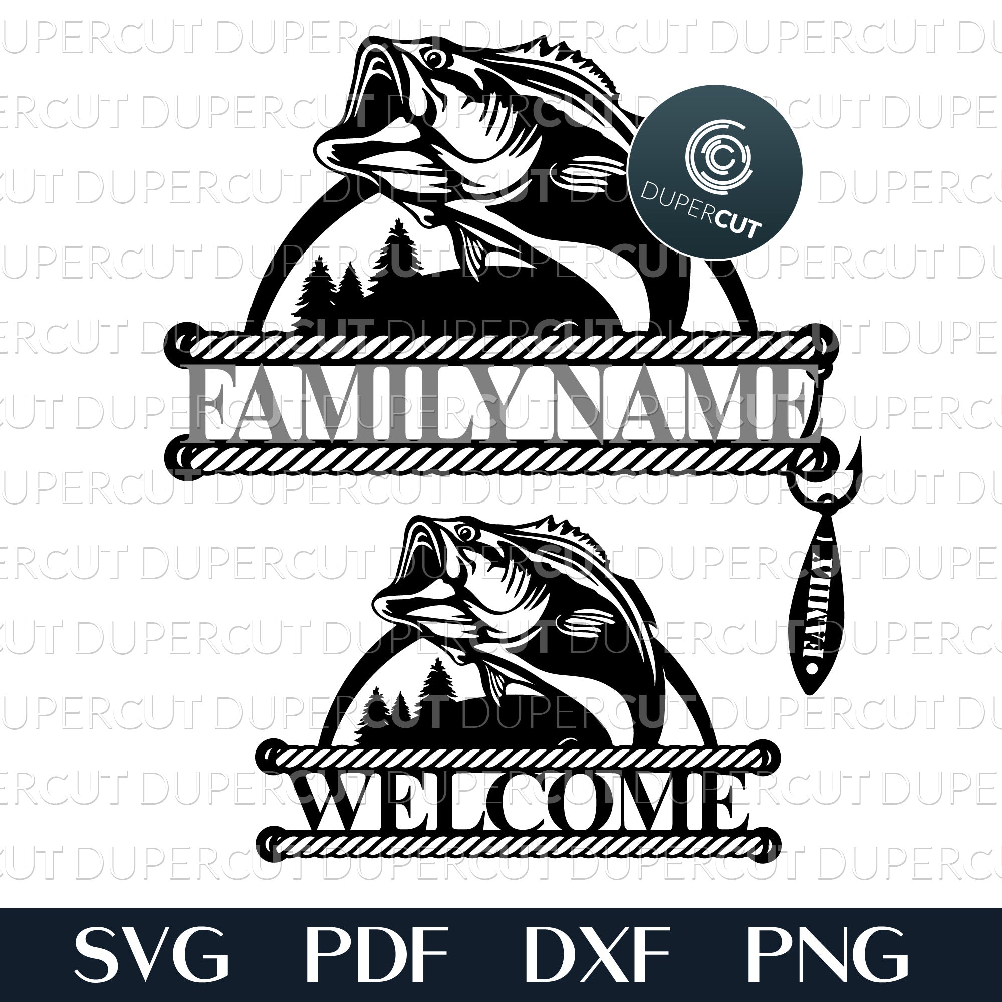 Fishing Sign Editable Name Svg Pdf Dxf Eps Dupercut