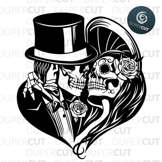 SVG / PDF / DXF Female Sugar Skull, Papercutting (514973)