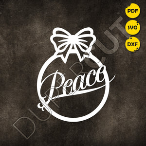 Peace Christmas ornament, simple for scroll saw, woodworking  - SVG DXF JPEG files for CNC machines, laser cutting, Cricut, Silhouette Cameo, Glowforge engraving