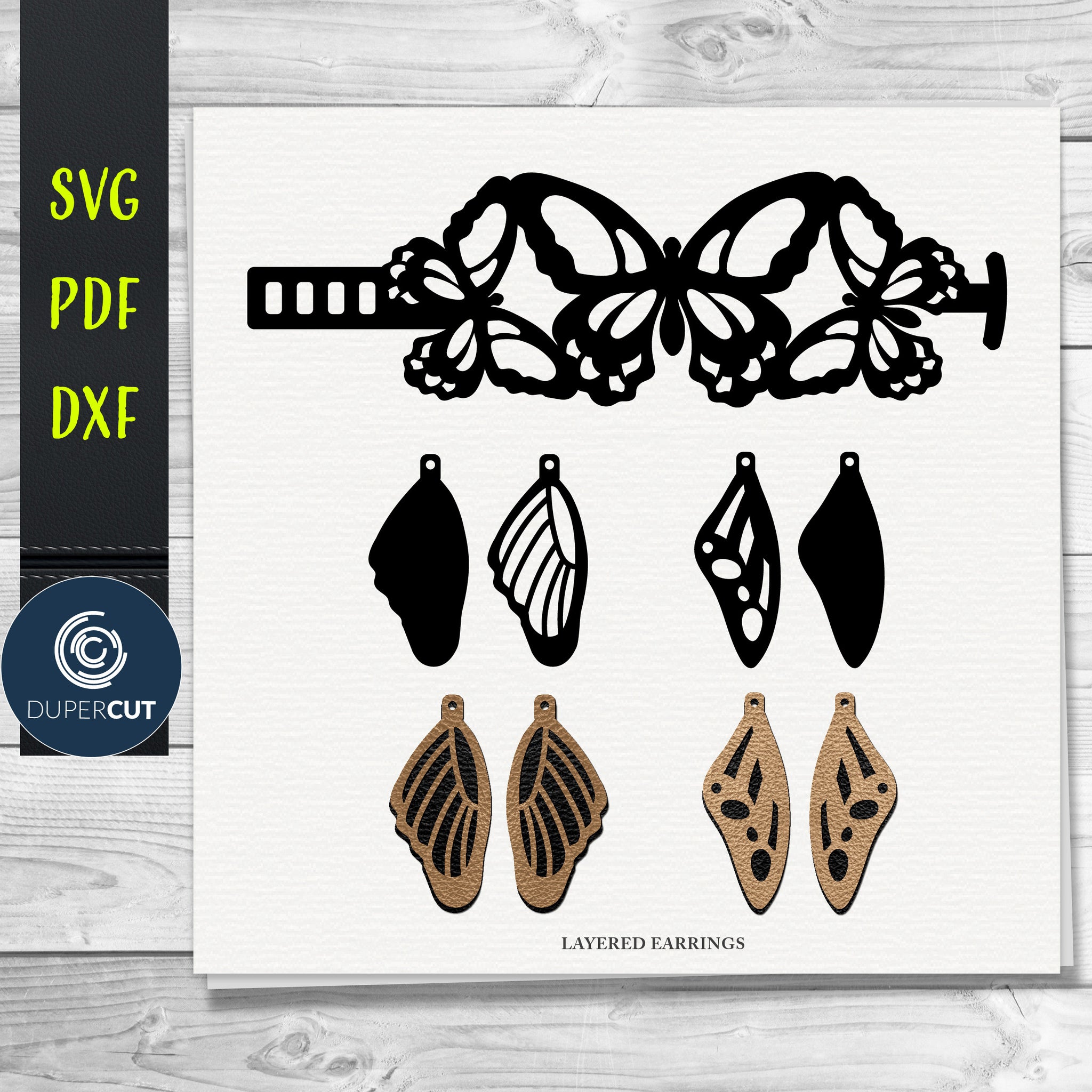 Download Butterflies Bracelet Earrings Necklace Set Svg Pdf Dxf Dupercut