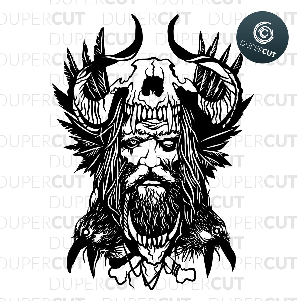 Vector Stencil Print Eps Png Dxf skull viking SVG Cut File ...