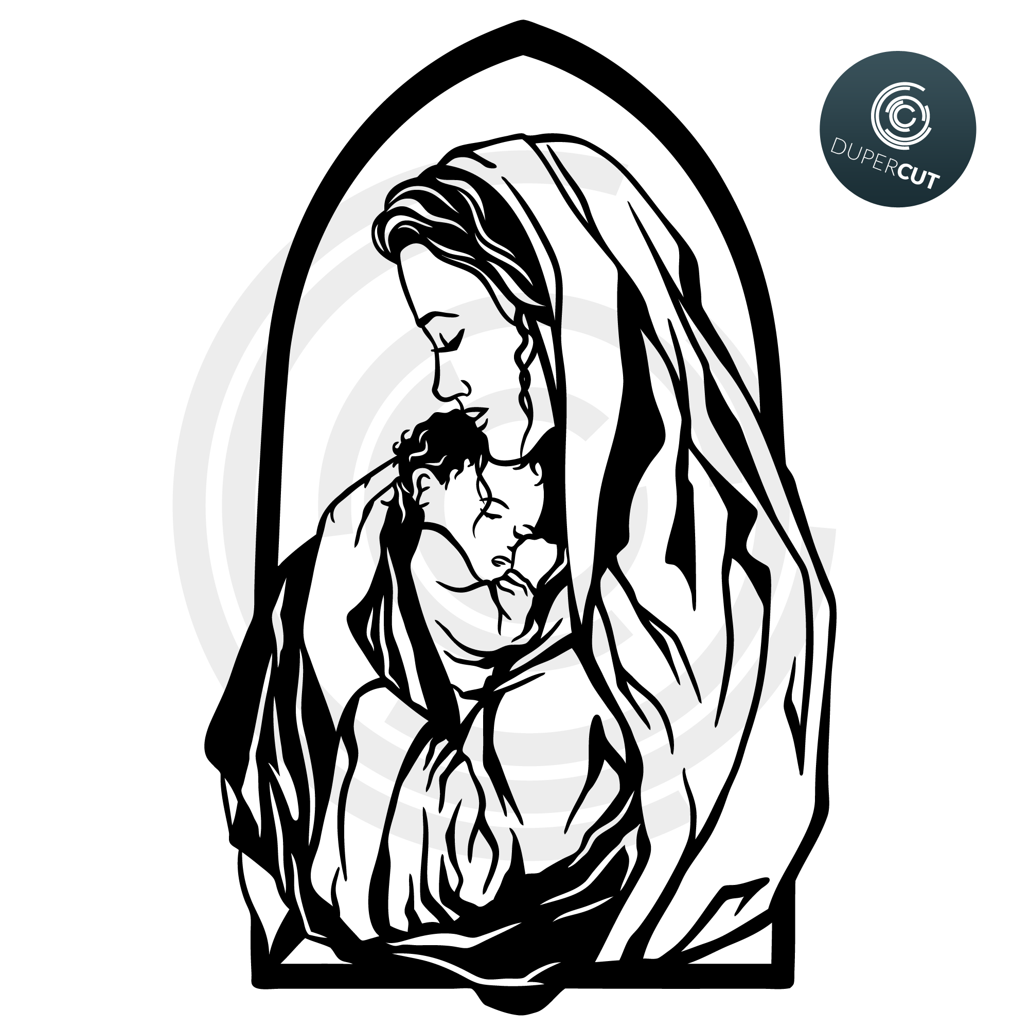 Download Mary With Baby Jesus Svg Pdf Dxf Dupercut