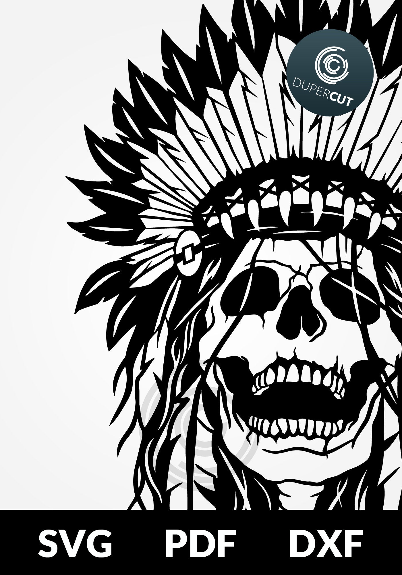 Download Skull In Headdress Svg Pdf Dxf Dupercut