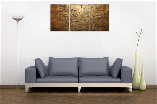 gold painting Extra Large Wall Art for Living Room canvas triptych