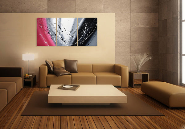 canvas triptych on living room wall extra large art