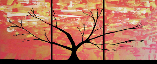 canvas triptych original abstract art uk tree of life 