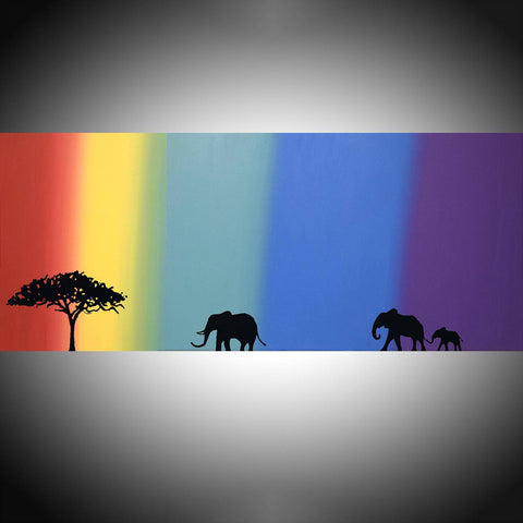 elephant wall art on rainbow isle elephant hand painted acrylic canvas
