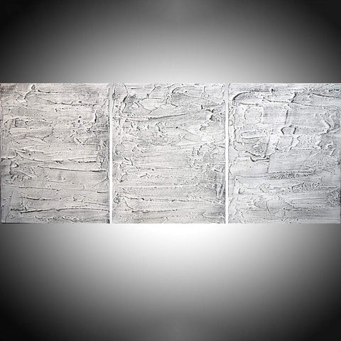 Large White Painting Abstract Textured Art Urban Original Impasto Painting  Five Stretched Canvases Stylish Design 40x24 Custom - Art by Nathalie Van