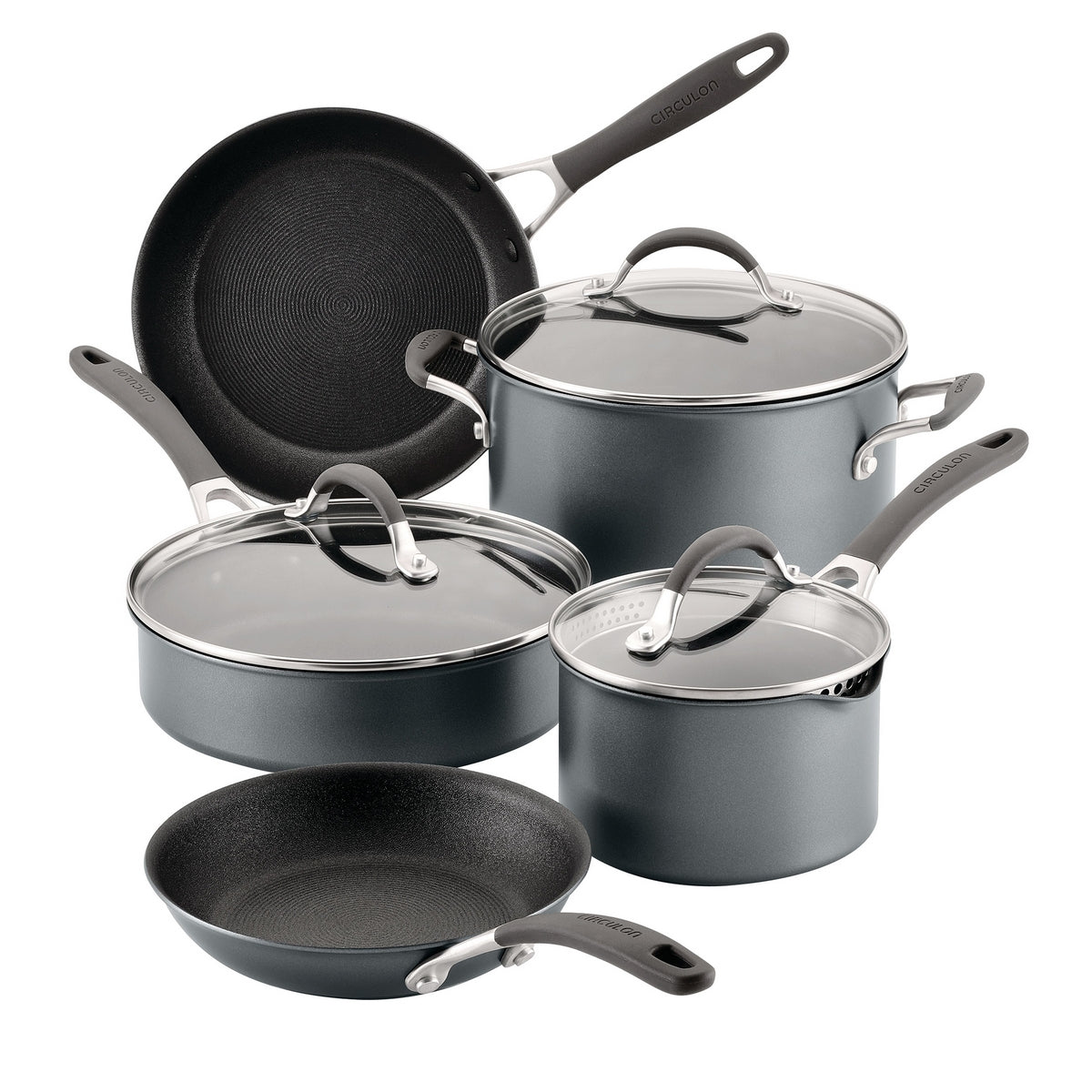 Image of ScratchDefense Extreme Non-Stick Frying Pan, Saucepan, Sauté & Stockpot Set - 5 Pieces