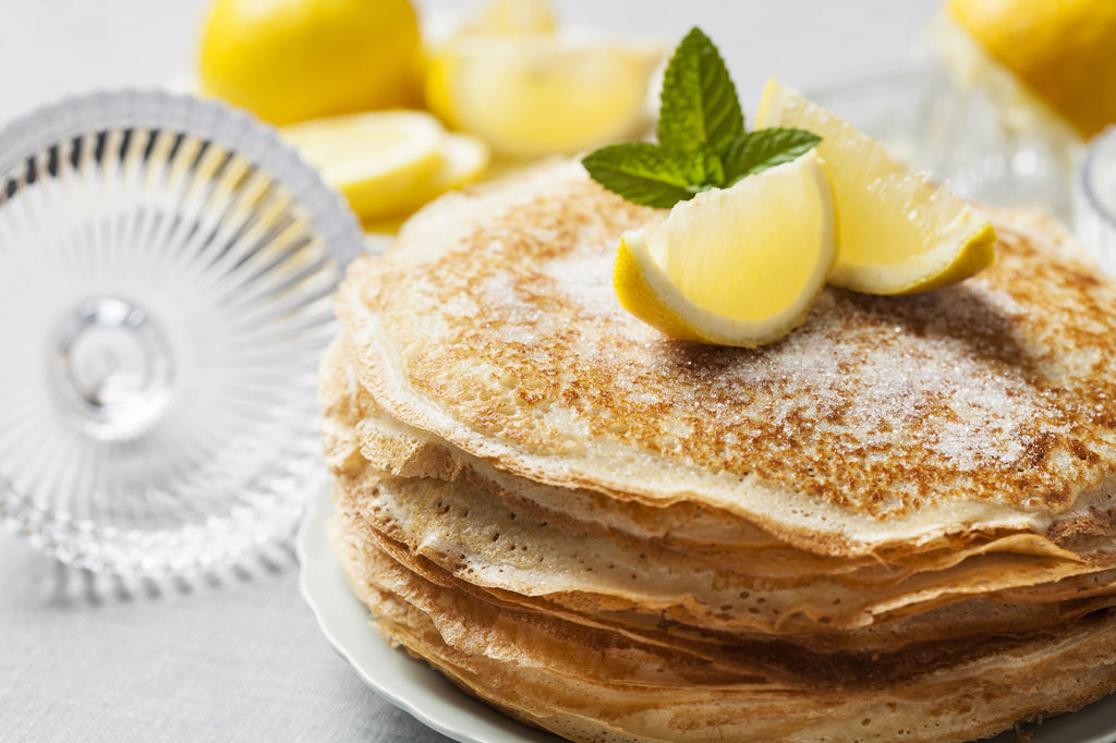 Lemon and sugar topped pancakes
