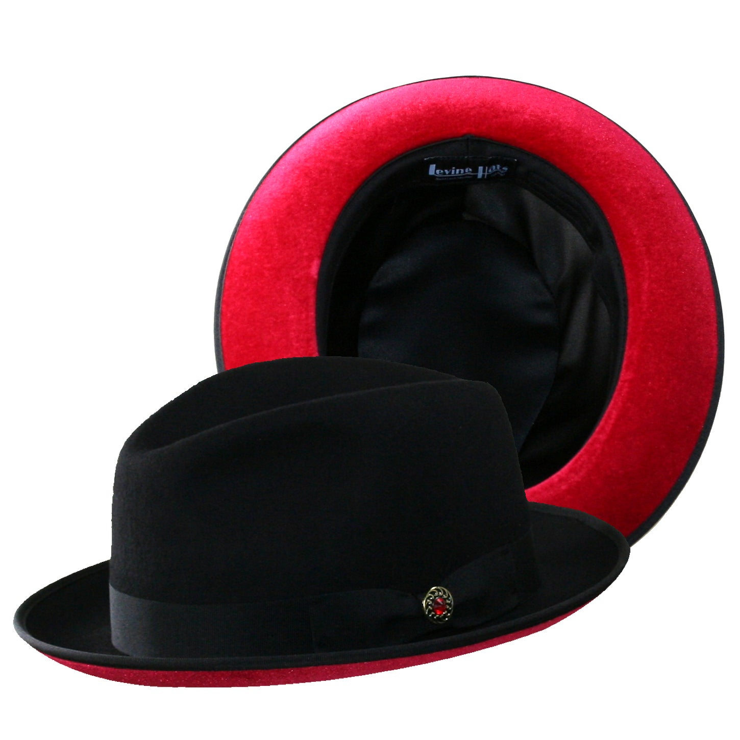 Baron Velvet Red Bottom Wool Fedora by Levine Hat Co.