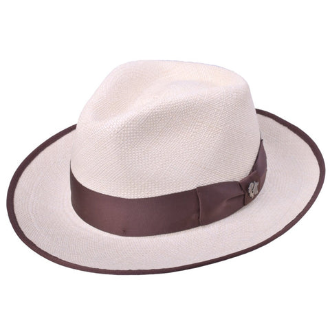 Lux Two-Tone Wide Brim Straw Fedora by Bruno Capelo – Levine Hat Co.