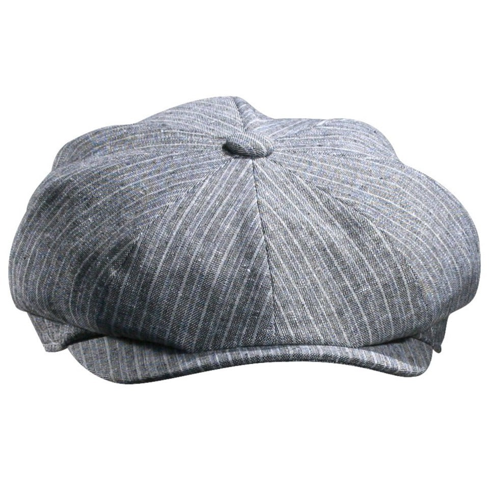 Linen Blend Stripe 8/4 Newsboy Cap by Broner