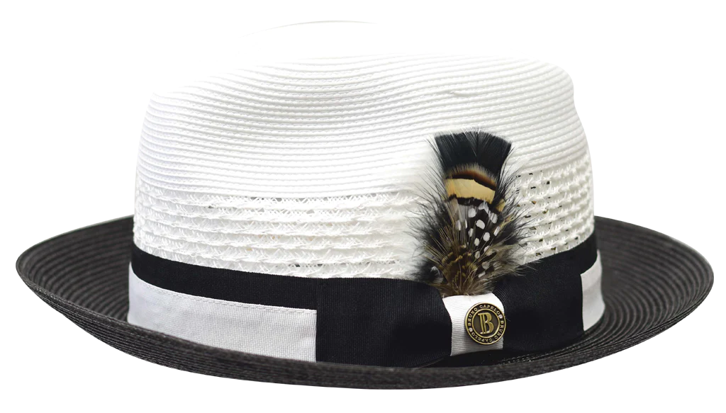 Rocco Two-Tone Straw Fedora by Bruno Capelo