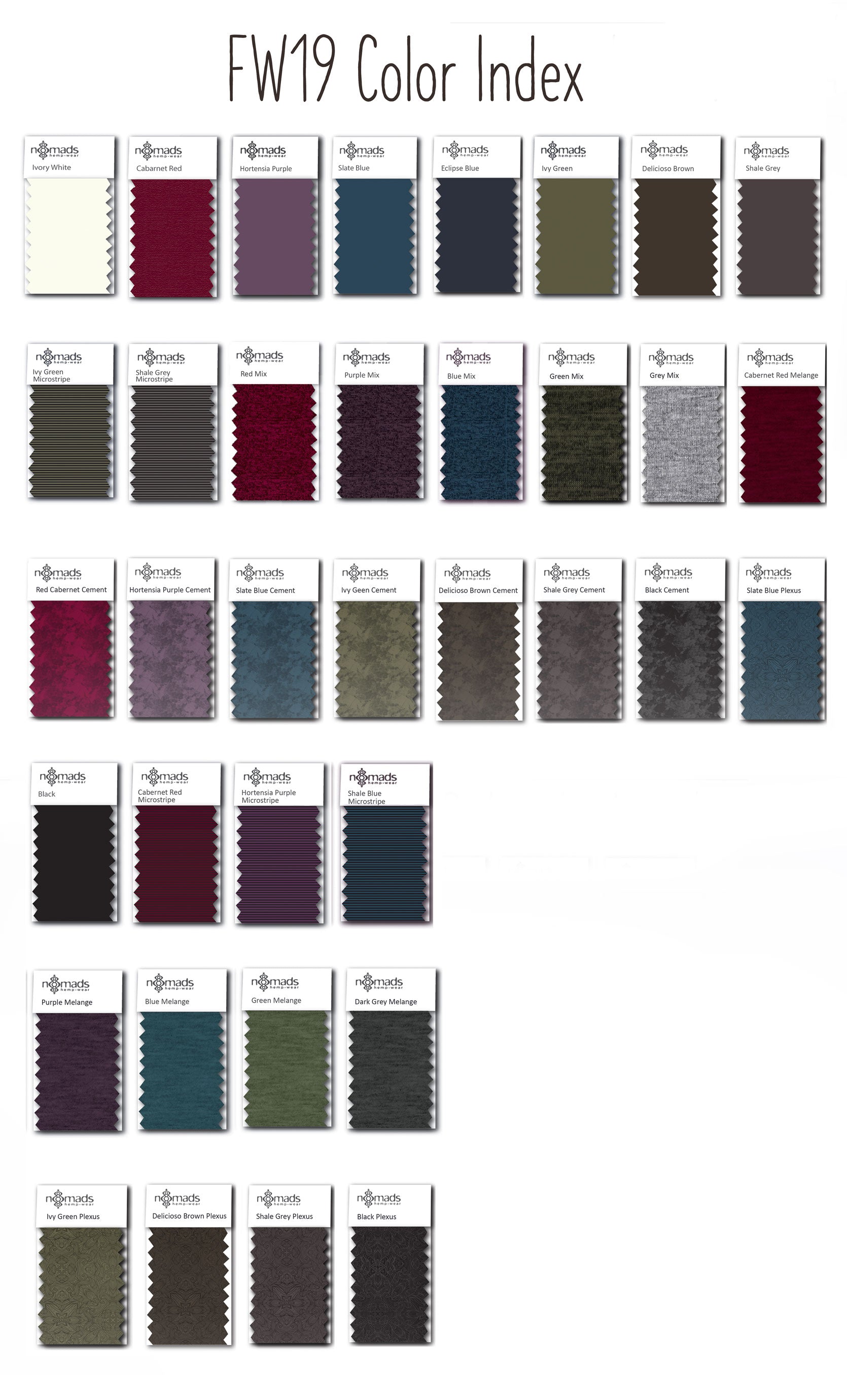 FW19 colour chart