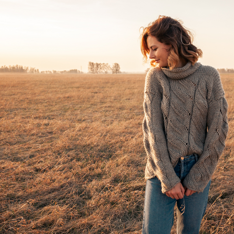 woman wearing autumn sweater