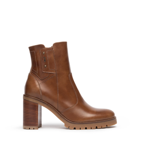NeroGiardini Brown Leather Block Heel Boot