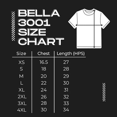 Bella Canvas 3001 Size Chart