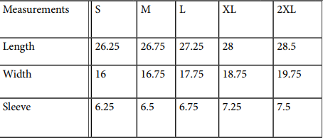 Bella 6004 Size Chart