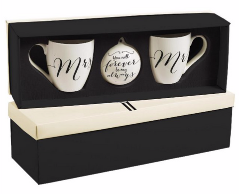 Cypress Home Beautiful Wedding Ceramic Cup O' Java Cup and Ornament Gift Set - 6 x 4 x 4 Inches Indoor/Outdoor home good, Couple Christmas Gift Ideas