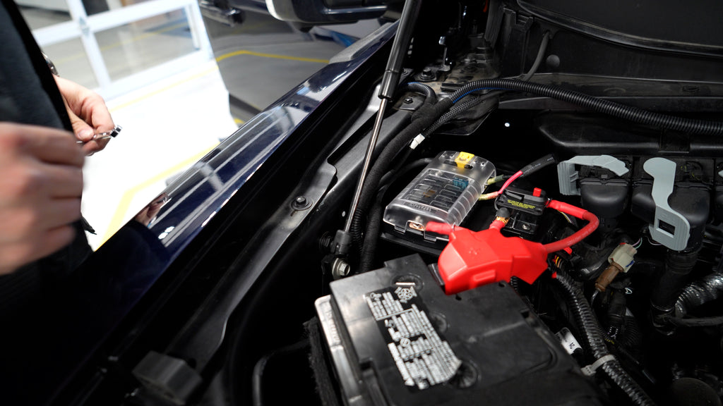 Prototype Ford Raptor Fuse Block and Circuit Breaker Mounting Plate Wired Up