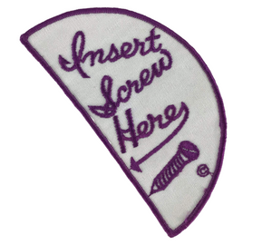 vintage 'insert screw here' sexual crude funny embroidered sew-on patch