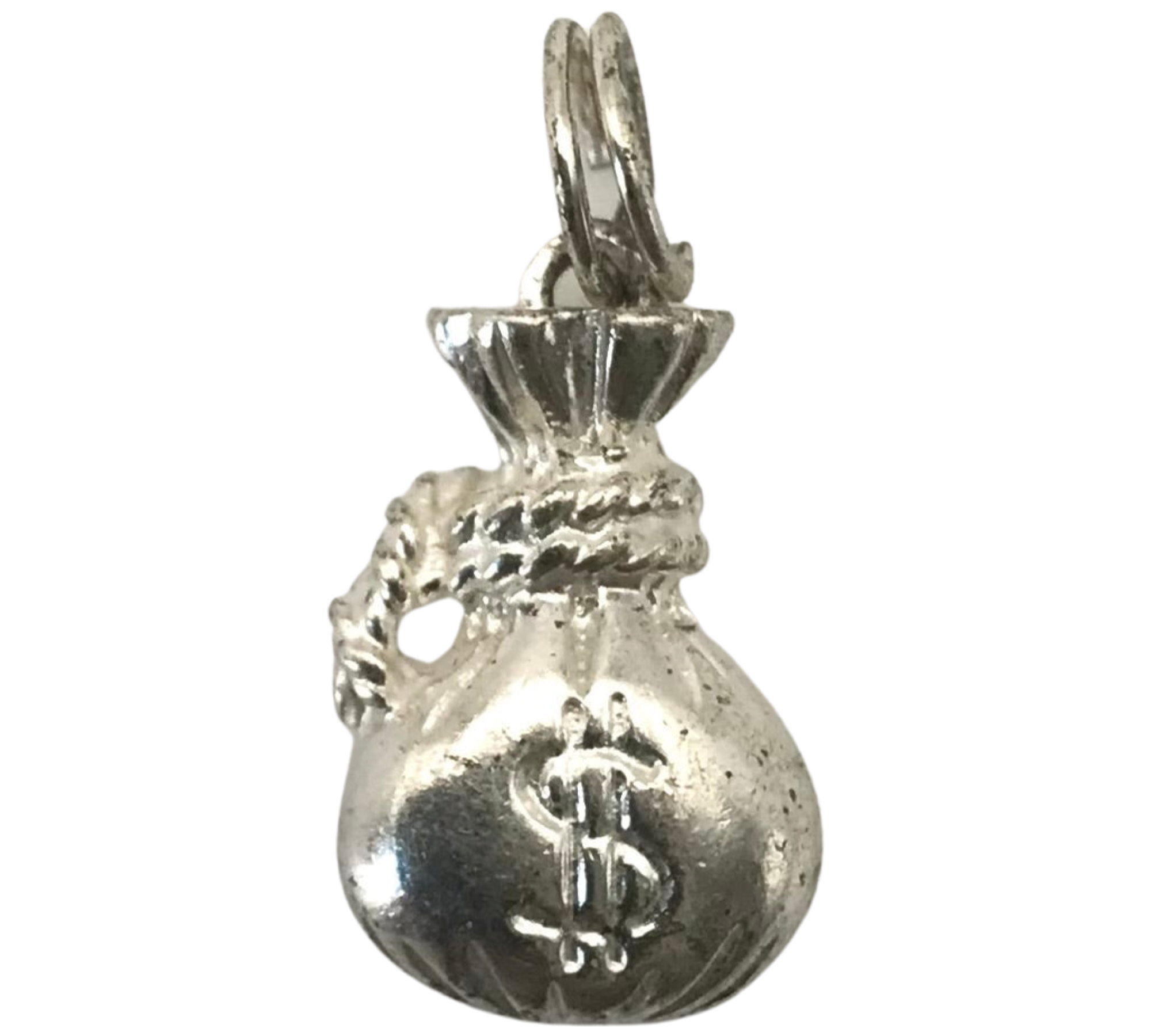 sterling silver money bag vintage pendant