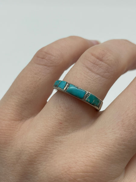 size 6.5 sterling silver turquoise inlay ring **AS IS**